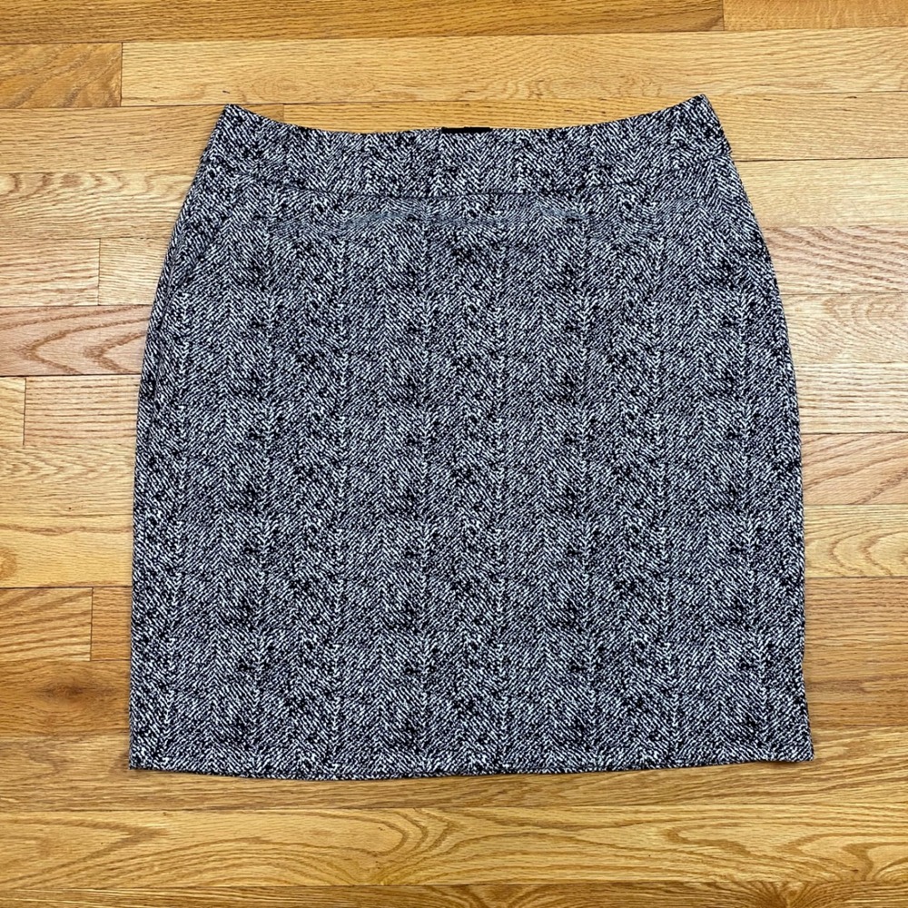 Cabi Pencil Skirt Womens 12 Black White Chevron Knit Office Career Academia